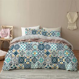 Bohème Mandala housse de couette motif géométrique ensemble de literie microfibre éléphant couette taies d'oreiller pour enfants adolescent chambre décor 240106