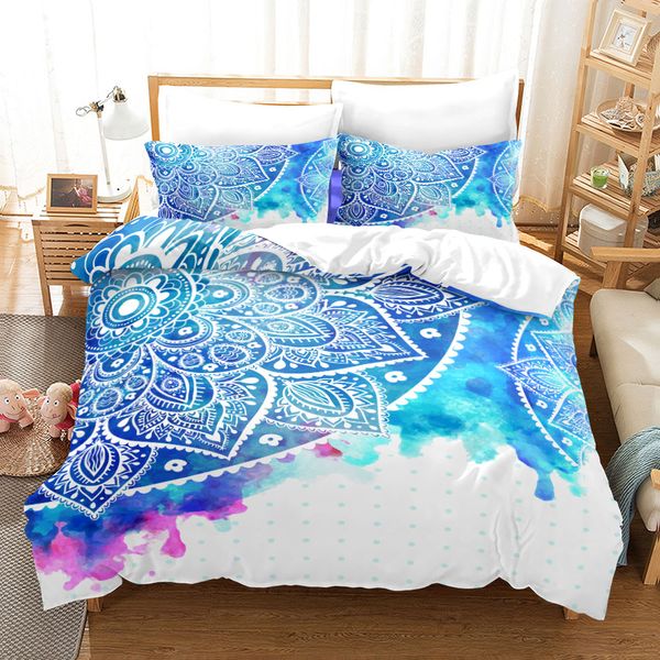 Bohemian Mandala Purple Duvet Cover Single Twin Double Queen King Cal King Size Lit Linen