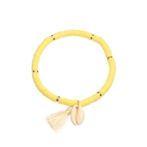 Bohemian Polymer Clay Stronage des brins de perles faits à la main 6 mm Femmes Bracelet Soft Shell Tassel Summer Jewelry Gift