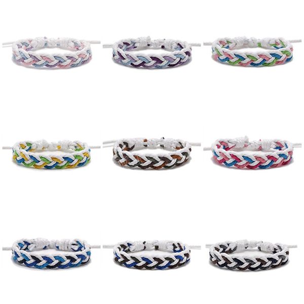 Bohème pur coton tissé Bracelet pour femmes INS Style mélange couleur réglable Bracelet arc-en-ciel tissé Bracelet bijoux de mode