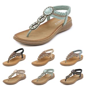 Sandales bohème femmes pantoufles cale gladiateur sandale femmes élastique chaussures de plage chaîne perle Color33 GAI a111
