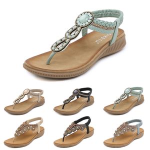 Sandales bohème femmes pantoufles cale gladiateur sandale femmes élastique chaussures de plage chaîne perle Color51 GAI
