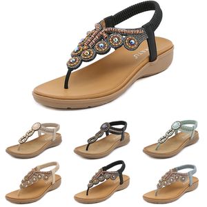 Sandales bohème femmes pantoufles cale gladiateur sandale femmes élastique plage chaussures chaîne perle Color52 GAI