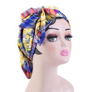 Boheemse slungy tulband hoed voor lange haar vrouwen islamitische hoofddoek met band tie headwrap haarverzorging chemo cap haaraccessoires