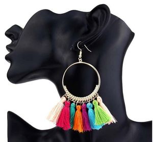 Bohemian Statement Tassel Dangle Earrings For Women Vintage Round Long Drop Earrings Wedding Party Bridal Fringed Jewelry Gift 12 Colors