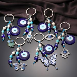 Porte-clés style bohème mauvais œil papillon pendentif décorer longes porte-clés pour femmes cadeau