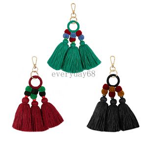 Porte-clés pendentif pompon Style bohémien, créatif, fait à la main, en coton, Style ethnique, accessoires de suspension pour sac à la mode