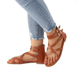Bohemian Style Toe Sandals Folk Retro Summer Shoes pas d'étudiant talon Talons perl romains décontractés pour les femmes