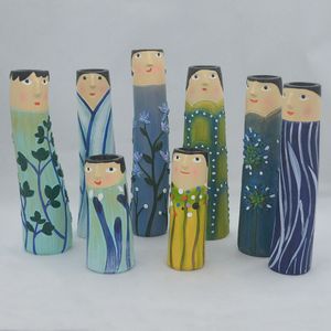 Boheemse vazen ​​Face Vase Handdroogde bloemenvaas Home Decoratiehars Crafts acht kleuren