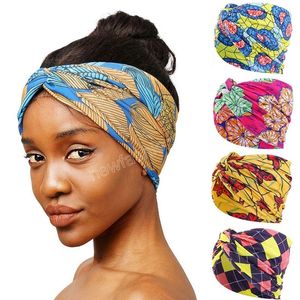 Style bohème femmes croix bandeau Sport Yoga large pansement Bandana cheveux écharpe torsion bandeau élastique bandeau cheveux accessoires