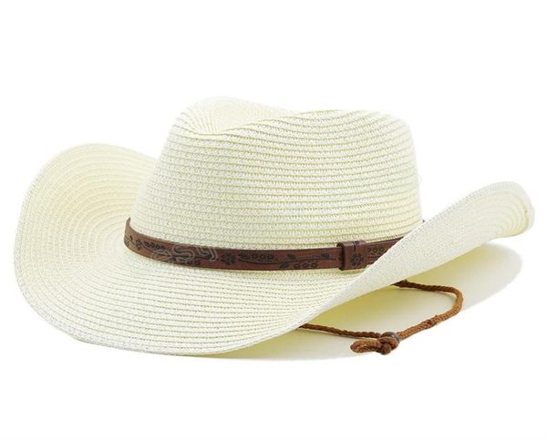 Gorra bohemia para el sol para mujer, sombrero de playa plegable, sombreros de paja de papel de verano para mujer, sombrero de viaje de Panamá blanco, gorras de vaquero con protección UV9235266