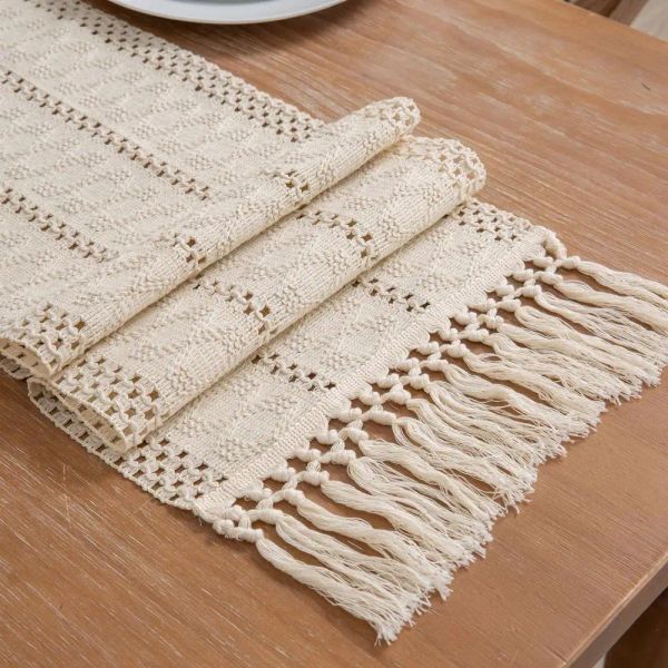 Bohemian Table Runner CONCEPTION Tassel Boho Macrame Table Runner With Tassels Rustic Farmhouse pour la table de mariage de table d'accueil