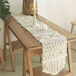 Chemin de Table bohème avec glands macramé tissu décoration de mariage couverture tissée à la main tapisserie fête décor à la maison 210709