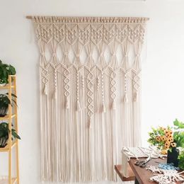 Tapices bohemios, tapiz de cortina para colgar en la pared, cortina de puerta tejida de macramé, divisor, atrapasueños para dormitorio, sala de estar 240118