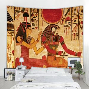 Boheemse muurtapijtgordijn woonkamer slaapkamer Egyptisch farao paleis mythologie decoratief