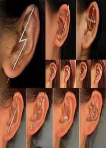Boheemian Wedding Ear Wraw Crawler Hook Earring Crystal Stud Oorringen voor vrouw Lightning Zirconia Climber Earrings Jewelry684225333