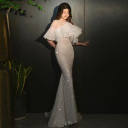 Robes de mariée blanches bohèques manches longues 2024 robes nuptiales de taille plus taille paillette de balay