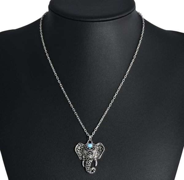 Bohimian Gypsy colgante collar imitación tailandesa plateado mascota elefante diamantes de imitación sol luna elegante Bohemia diseñador joyería 1710579