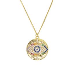 Boho 2019 tendance or classique turc mauvais œil pendentif collier pour fille pavé minuscule magnifique arc-en-ciel CZ chic femmes bijoux cadeaux277Y