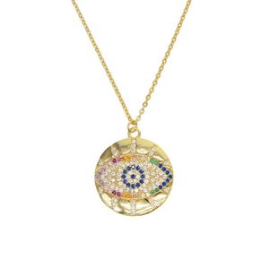 Boho 2019 collar con colgante de mal de ojo turco clásico de oro de moda para niña pavimentado pequeño arco iris magnífico CZ joyería elegante para mujer regalos292q