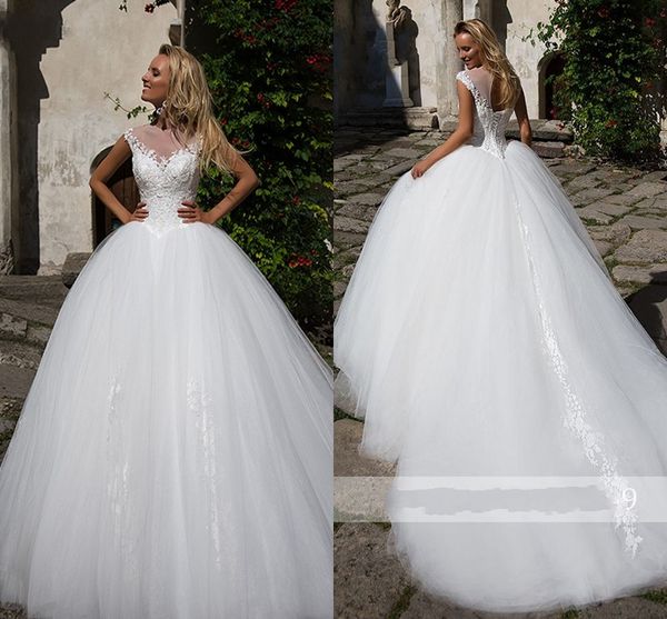 Boho robe de bal robes de mariée blanc 2020 dentelle tulle pure bijou mancherons trou de serrure dos nu robe de mariée de plage robes de mariée de réception