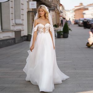 Boho plage mariée cultivé robes De mariée 2024 3D fleur perlée Robe De mariée dentelle Appliques une ligne Robe De mariée