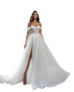 Boho plage robes de mariée dentelle robes de mariée Sexy hors de l'épaule Vestidos robes de soirée pour la mariée