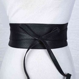 Boho Riem voor Dames Bowknot Faux Lederen Wrap Around Cinch Tailleband Zwart Bruin Dames Riem Kleding Accessoires G220301