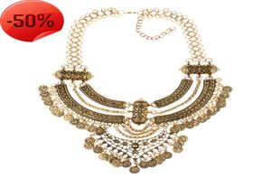 Boho grand collier ras du cou femmes incrusté sculpture bijoux Vintage colliers chaîne en métal pièce pendentif déclaration colliers11451467