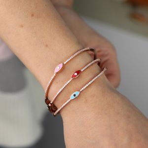 Boho bohemia chanceux bijoux turcs mode femmes rose or bleu rose rouge émail evil oeil bracelet