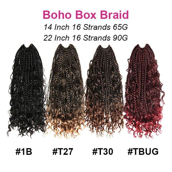 Boho Box tresses extrémités bouclées bohème 3X tresse pré bouclée Crochet cheveux déesse Ombre tressage Extension de cheveux 14 22 pouces