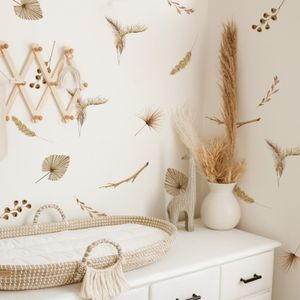 Boho Cartoon Droge Bloemen Muurstickers voor Kinderkamer Baby Meisje Jongens Kamer Decoratie Behang Nordic Kwekerij Vintage Decals