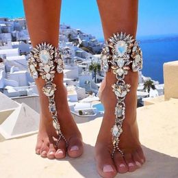 Tobillera de cristal bohemio para mujer, pulsera de tobillo para vacaciones en la playa, sandalias, cadena de pierna sexy, declaración femenina, Asteria Lyra, joyería para pies 240104