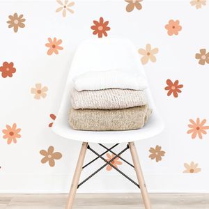 Boho Daisy Floral Wall Stickers Children Nursery Vinyl Wall Art Decal Kids Baby Peel and Stick Girls Room Interior Home Decor