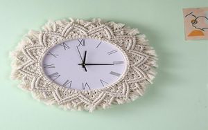 Boho Decor Creative Toven Cadre Mur Clock DIY DESIGNIQUES SIMPLE DESIGNE POUR LA MONTRE POUR LES DÉCORATIONS DES INCORMES Clocks 2151454