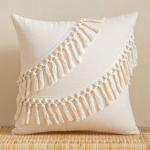 Boho Decoratieve dobboren kussenboeien met kwastje voor bankbedbank Morokos Lumbale getuft kussensloop 45x45 Home Decor Cojines 231221