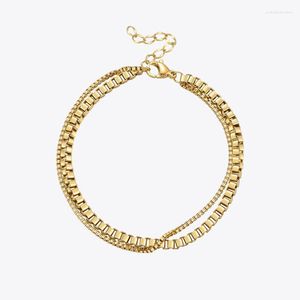 Bracelet Boho en treillis à Double chaîne pour femmes, couleur or, en acier inoxydable, à la mode, bijoux de fête, lien B2240
