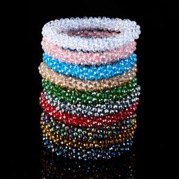 Boho elastische kleurrijke kristal kralen armbanden armbanden voor vrouwen stretch femme glazen kralen armband partij sieraden