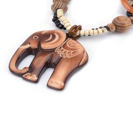 Boho Bijoux ethnique à main longue perle Éléphant Pendant Long Wood Collier Fomen Bijoux Gifts Valentine039S présente525726