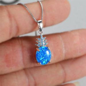 Boho vrouwelijke ovale opaal hanger ketting rose goud zilver kleur ketting kettingen voor vrouwen charme kristal ananas bruiloft sieraden