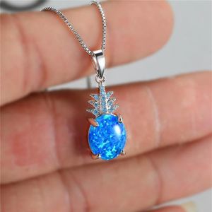 Boho Femme Ovale Opale Pendentif Collier Rose Or Argent Couleur Chaîne Colliers Pour Femmes Charme Cristal Ananas Bijoux De Mariage192Q