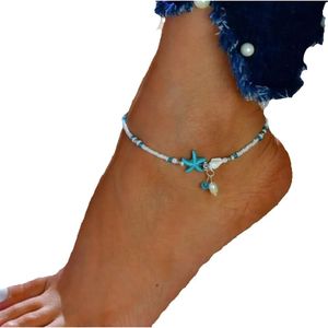 Boho perles d'eau douce charme bracelets de cheville femmes sandales pieds nus perles bracelet été plage étoile de mer perlée bracelets de cheville bijoux de pied GB