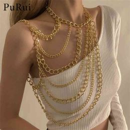 Boho Gold Color Chain avec collier de coulis Collier en vente Bikini Chaînes de poitrine Nightclub Beach Body Bijoux pour femmes et filles