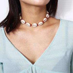 Boho – collier en corde de coquillage naturel fait à la main pour femmes, breloque en conque, ras du cou, accessoires de bijoux de plage d'été Y2K