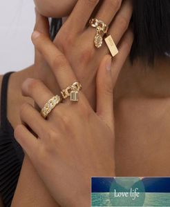 Boho Iced Out Wedding Rings Women Punk Vintage Geometrie Love Lock Flower Pendant Fashion Statement Ring Bijoux Jewelry Factory PRI5070478