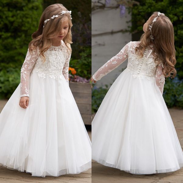 Vestido bohemio de encaje con flores para niña, para ocasiones especiales, fiesta de dama de honor para niños, boda, blanco, marfil, sesión de fotos, Navidad