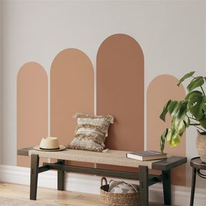 Boho grote boog beige roze minimalistische abstracte sticker verwijderbare vinylwand muurschildering sticker print woonkamer huisdecoratie 220613