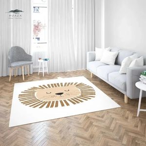 Boho Lion Rainbow Rug voor woonkamer Slaapkamer Big gebied Safari Dieren Mat Baby Kwekerij Art Afdrukken Kinderen Tapijtdecoratie Home 240424