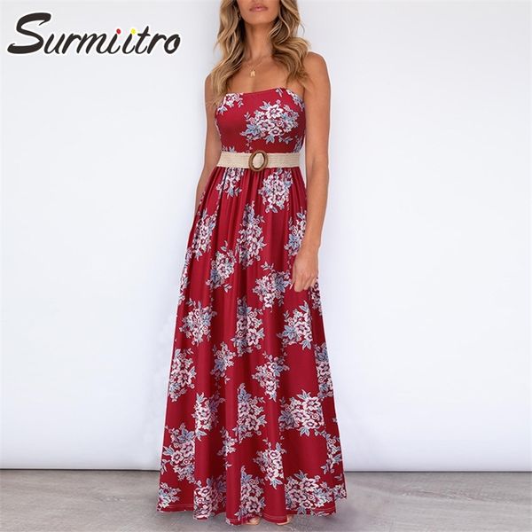 Boho Long Spaghetti Strap Dress Summer Women Off spalla Lunghezza del pavimento Tunica Beach Maxi Sundress Donna con cintura 210421