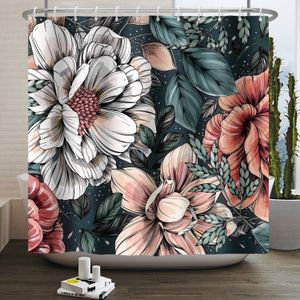 Rideau de douche floral de luxe boho fleur papillon imperméable en polyester rideau de salle de bain avec crochets écran de baignoire 180x240